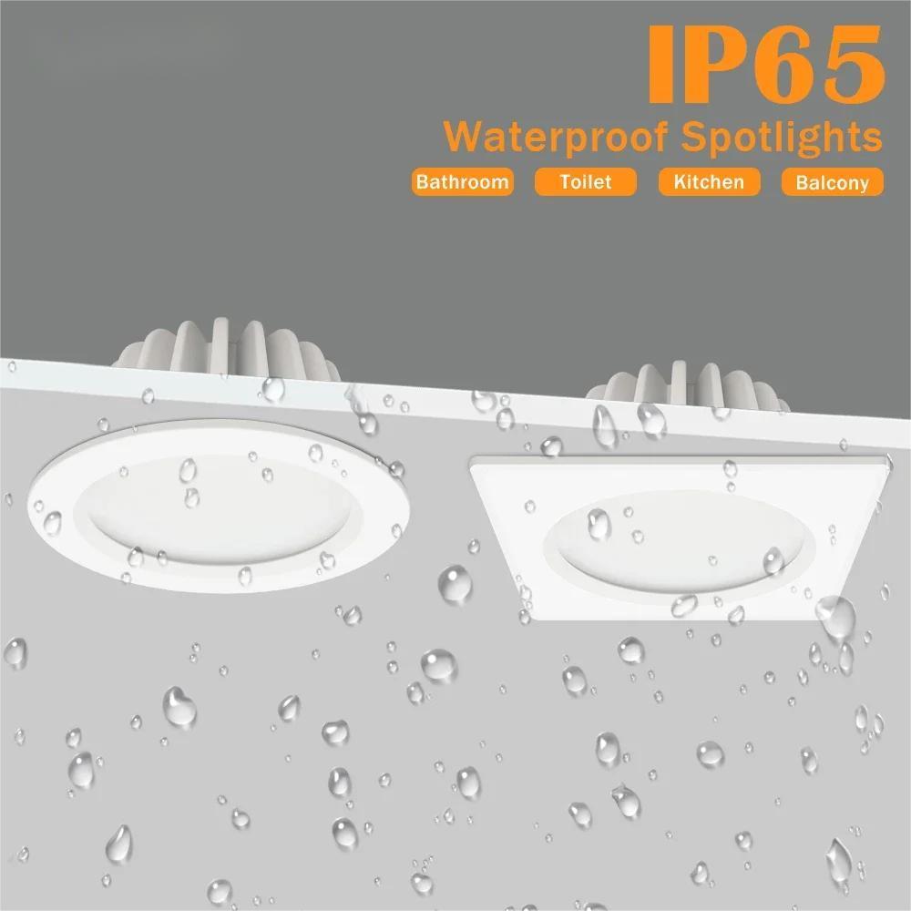 [DBF]IP65 Waterproof LED Spot Light 5W 7W 9W 12W 15W Round/Square Ceiling Recessed Spot Bathroom Spot Light 3000K/4000K/6000K