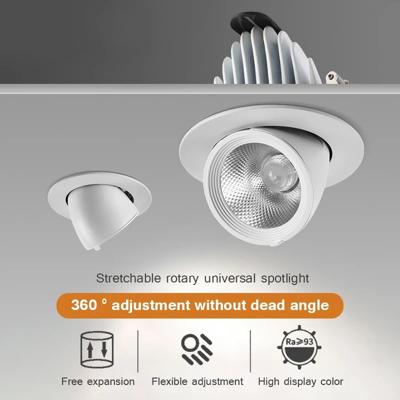 Dimmable Led Downlight 7W 12W 15W Adjustable Recessed Ceiling Lamps Spotlight AC110V 220V for indoor home LED Spot lights