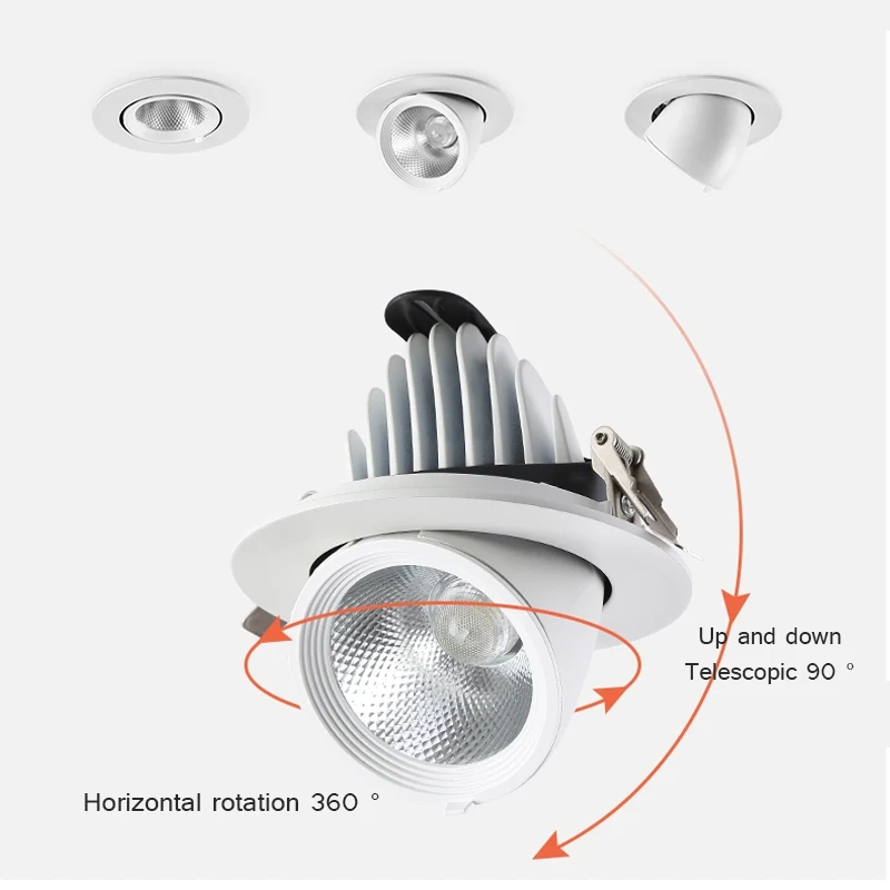 Dimmable Led Downlight 7W 12W 15W Adjustable Recessed Ceiling Lamps Spotlight AC110V 220V for indoor home LED Spot lights
