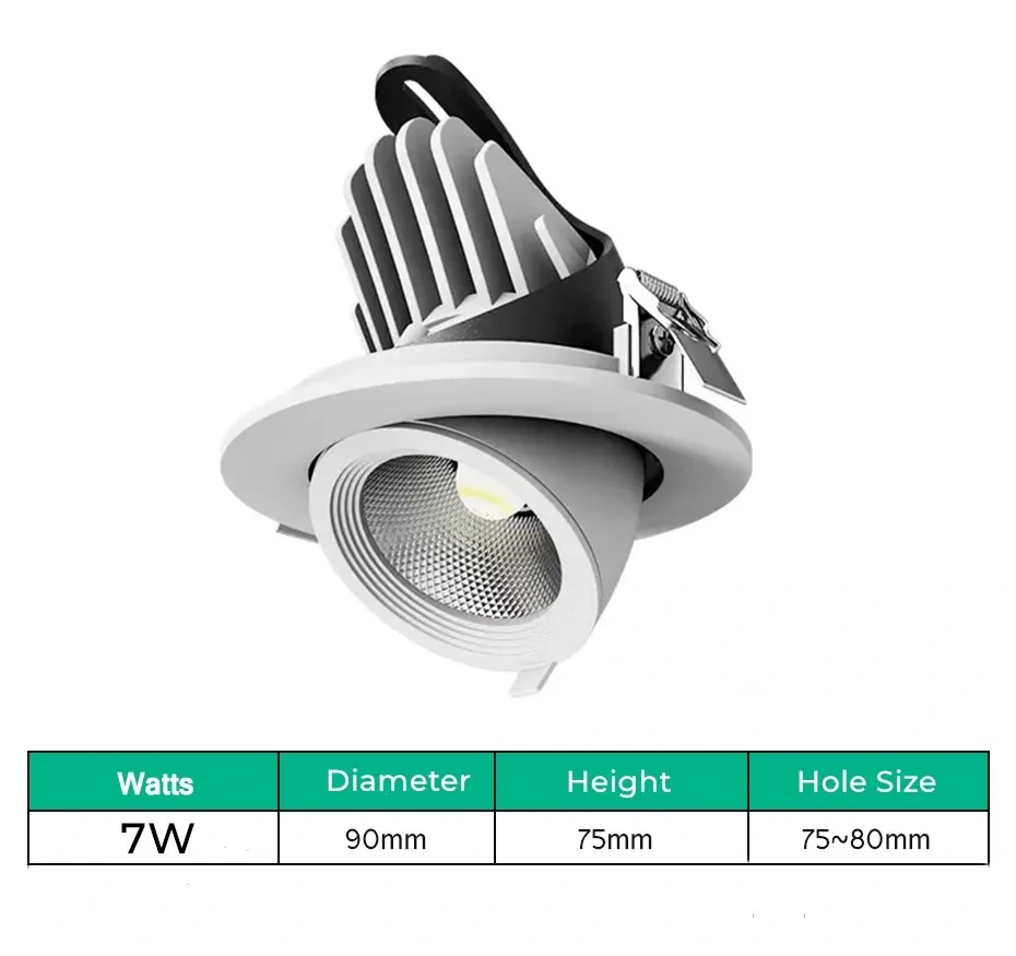 Dimmable Led Downlight 7W 12W 15W Adjustable Recessed Ceiling Lamps Spotlight AC110V 220V for indoor home LED Spot lights