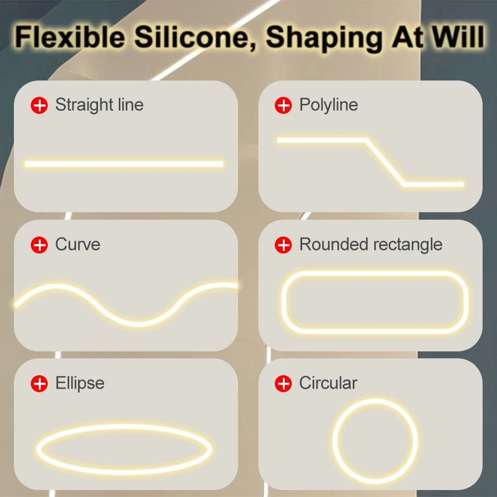 DIY Recessed LED Neon Tube Silicone Gel Covering Flexible Embedded Soft Diffuser Linear White 1M-15M for COB 5050 2835 LED Strip