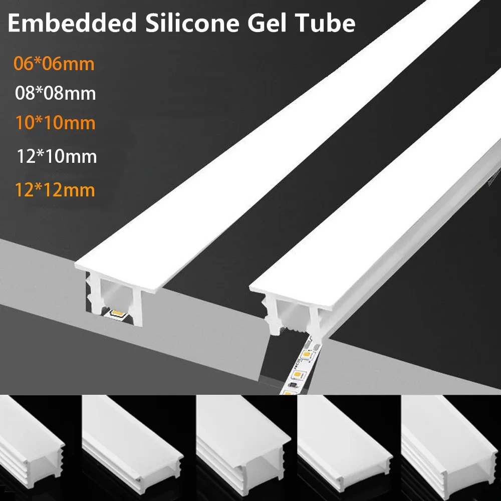 DIY Recessed LED Neon Tube Silicone Gel Covering Flexible Embedded Soft Diffuser Linear White 1M-15M for COB 5050 2835 LED Strip