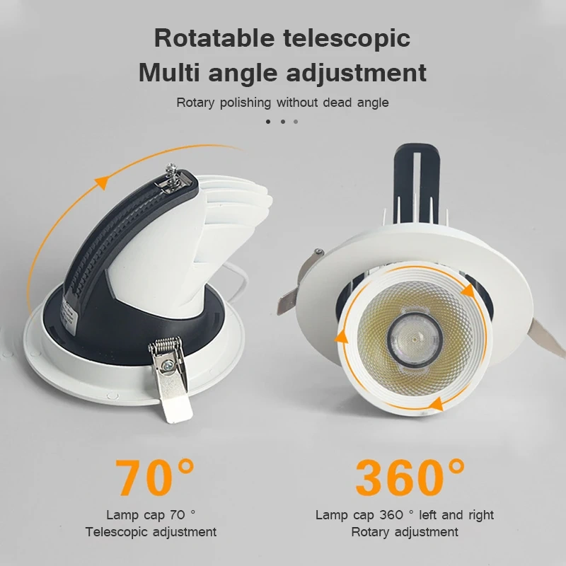 Dimmable Led Downlight 7W 12W 15W Adjustable Recessed Ceiling Lamps Spotlight AC110V 220V for indoor home LED Spot lights