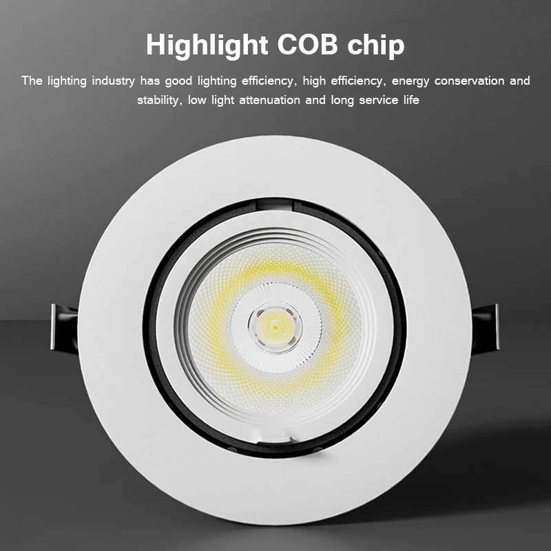 Dimmable Led Downlight 7W 12W 15W Adjustable Recessed Ceiling Lamps Spotlight AC110V 220V for indoor home LED Spot lights