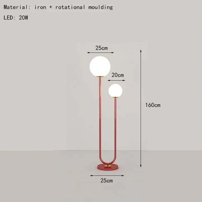 Nordic Double Headed Floor Lamp, Postmodern Minimalist Living Room Magic Bean Glass Round Ball Light Luxury Bedroom Bedside Lamp