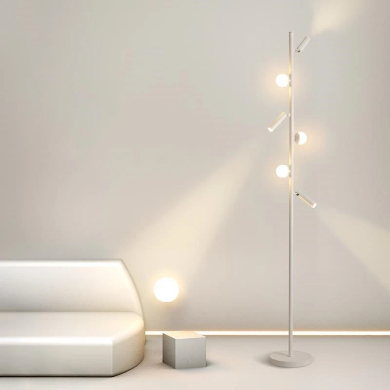Nordic Led Floor Lamp Vertical Pole with Acrylic Ball and Spotlight