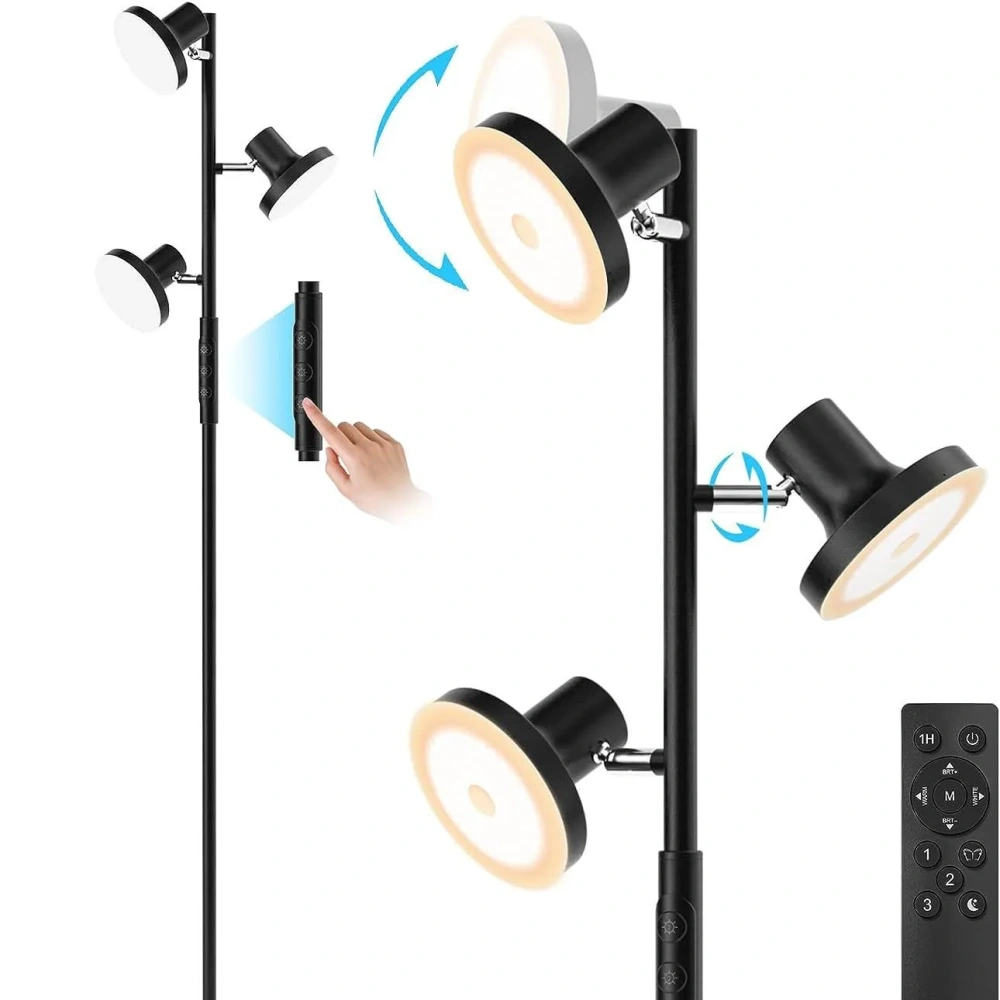 Adjustable Floor Lamp LED Remote Control Rotatable Standing Lights for Living Room Bedroom Study Workbench