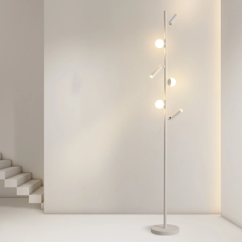 Nordic Led Floor Lamp Vertical Pole with Acrylic Ball and Spotlight