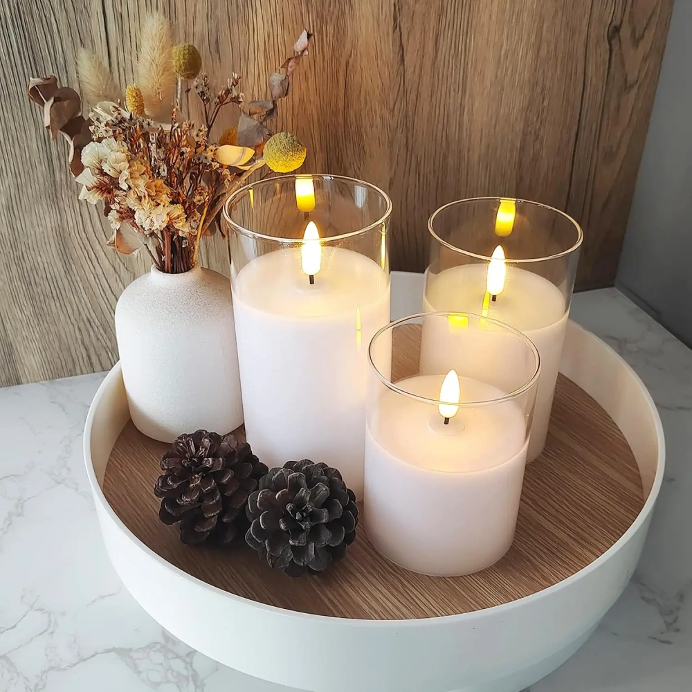 3PCS Flickering Flameless Candles with Remote Control and Timer Battery Operated LED Candles for Romantic Ambience Home Decor