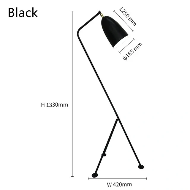 Denmark Designer Grasshopper Black Floor Lamps For  Living Room Studio Tripod Lambader Standing Lamp Stand Light