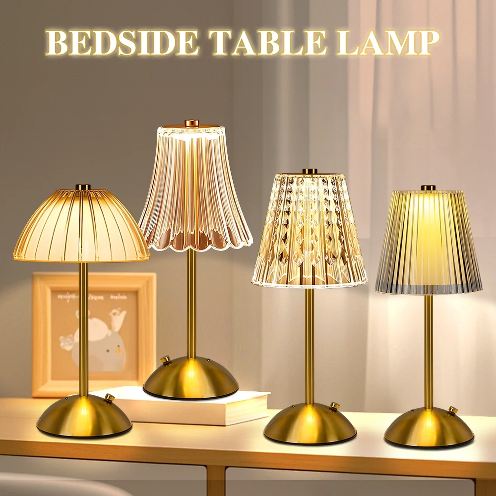LED Table Lamp Touch Sensor Dimmable Desktop Night Light Rechargeable Wireless Reading Lamp for Hotel Bar Bedroom Decor Light