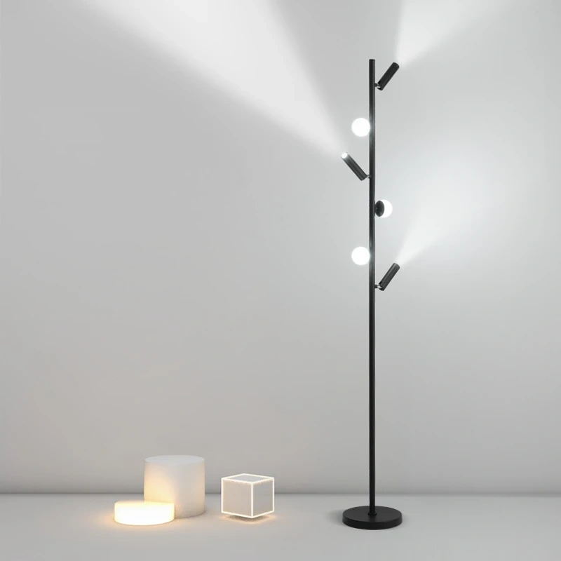 Nordic Led Floor Lamp Vertical Pole with Acrylic Ball and Spotlight