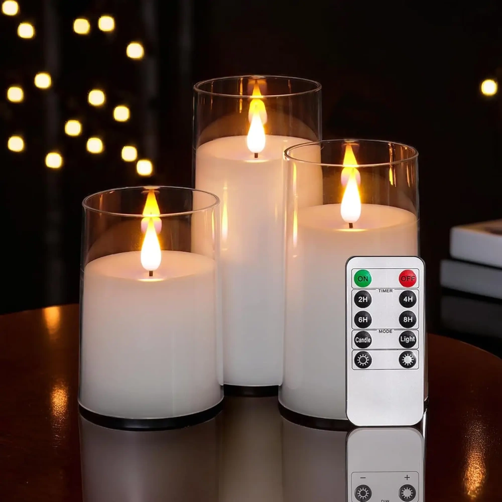 3PCS Flickering Flameless Candles with Remote Control and Timer Battery Operated LED Candles for Romantic Ambience Home Decor