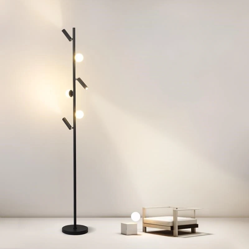 Nordic Led Floor Lamp Vertical Pole with Acrylic Ball and Spotlight