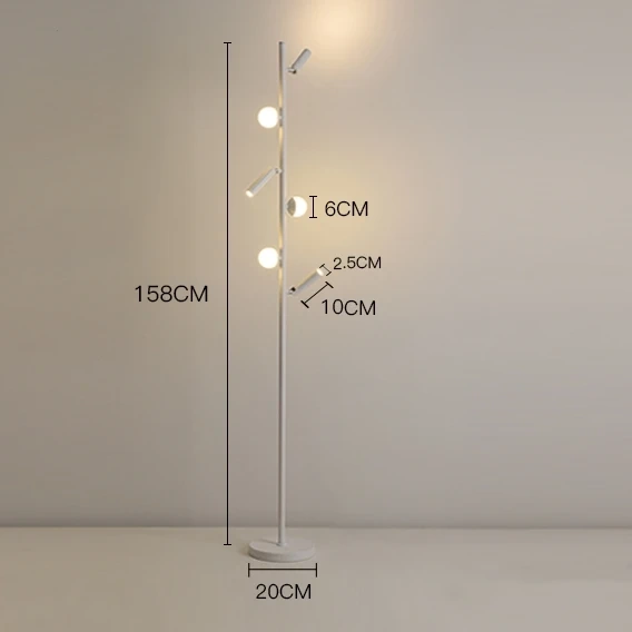 Nordic Led Floor Lamp Vertical Pole with Acrylic Ball and Spotlight
