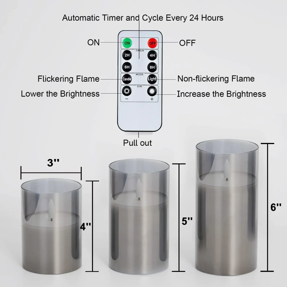 3PCS Flickering Flameless Candles with Remote Control and Timer Battery Operated LED Candles for Romantic Ambience Home Decor