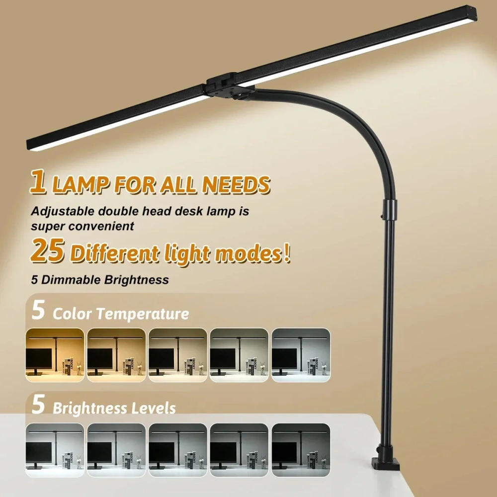Double Single Head Led Clip Desk Lamp Dimmable Computer Table Lamps Monitor Light Architect Table Lamp for Office Reading Lights
