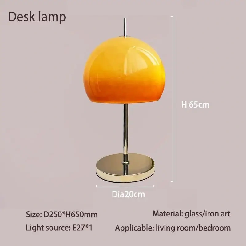 Art Living Room Retro Glass Warm Table Lamp Gradient Orange Mushroom Bauhaus Led Floor Lamp Living Room Bedroom Atmosphere Lamp