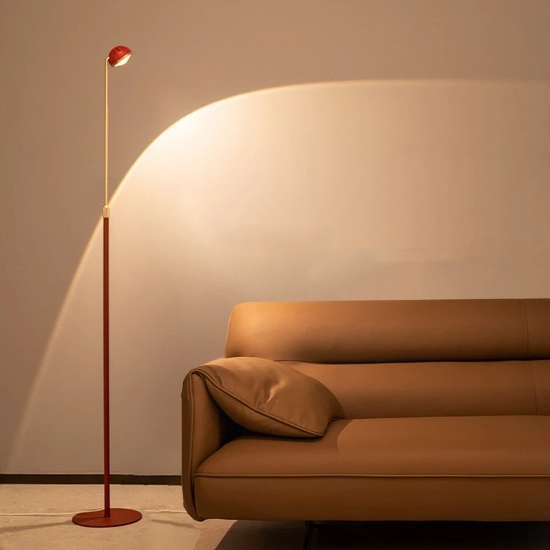 Nordic Simple Red Tall Cob Floor Lamp Home Decoration Standing Lights Height And Angle Adjustable Eye Protection Ambient Lights