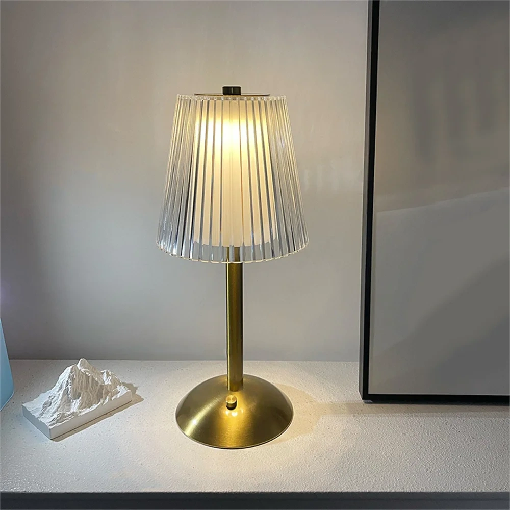 LED Table Lamp Touch Sensor Dimmable Desktop Night Light Rechargeable Wireless Reading Lamp for Hotel Bar Bedroom Decor Light