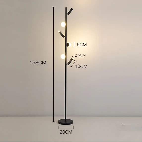 Nordic Led Floor Lamp Vertical Pole with Acrylic Ball and Spotlight