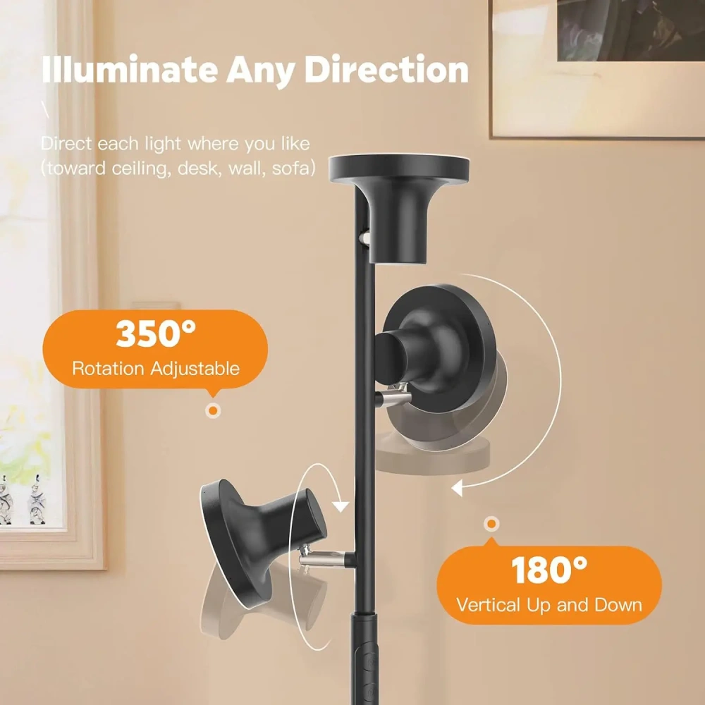 Adjustable Floor Lamp LED Remote Control Rotatable Standing Lights for Living Room Bedroom Study Workbench