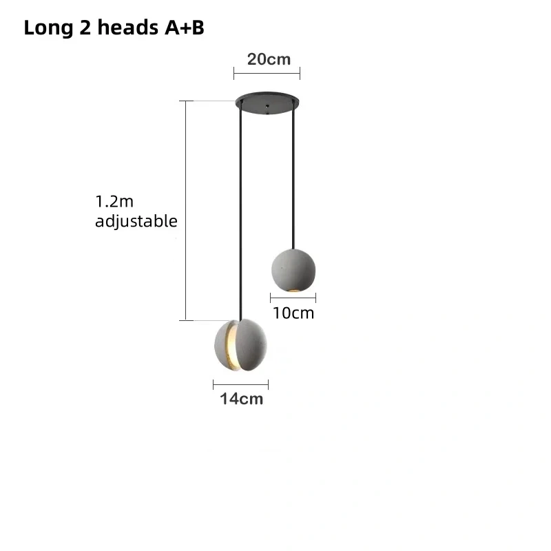 Minimalist cement chandelier modern planet moon pendant lights for bedroom bedside dining room bar counter coffee shop lighting