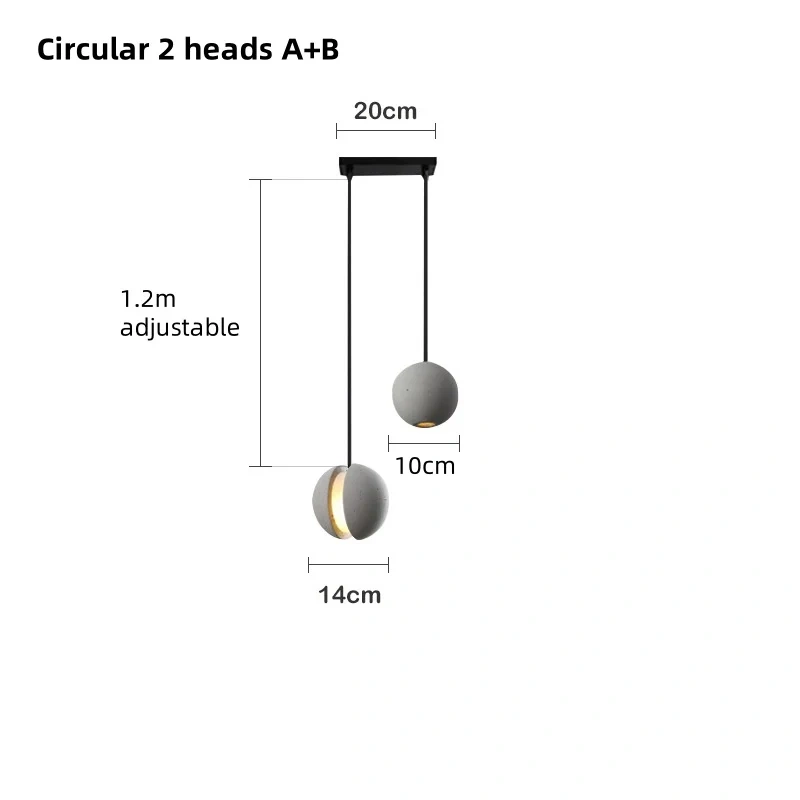 Minimalist cement chandelier modern planet moon pendant lights for bedroom bedside dining room bar counter coffee shop lighting