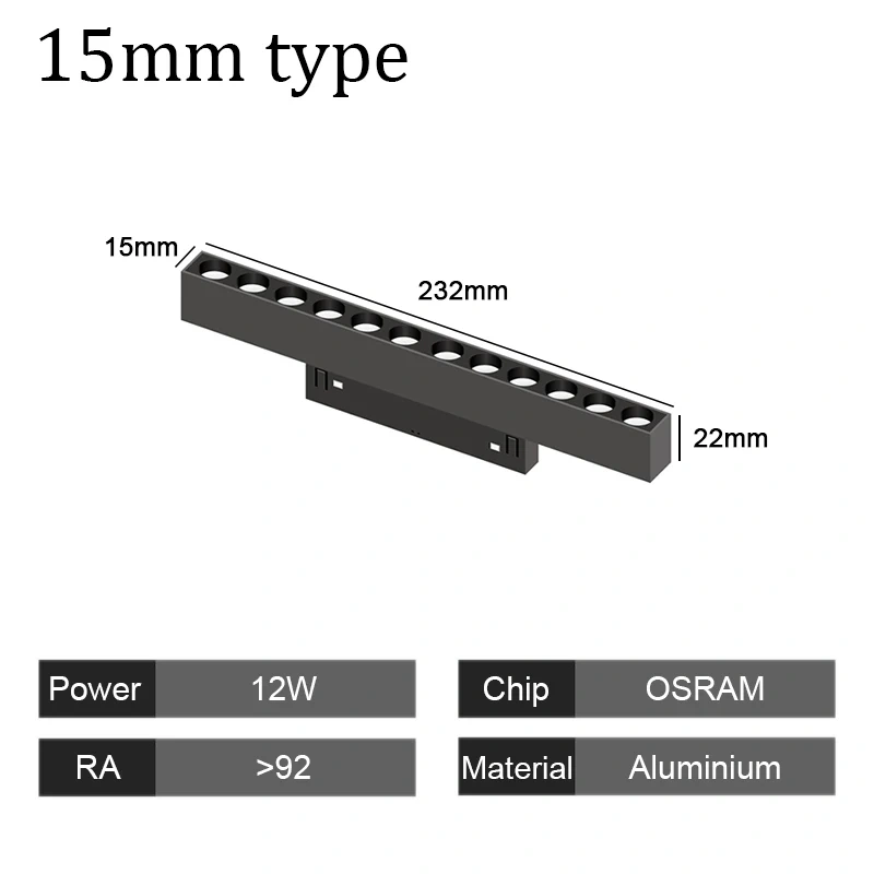 15mm Width LED Magnetic Track Light Grille Flood Lamp Modern Embedded Flexible Linear Fixture LED Spotlight DC48V Ceiling Indoor
