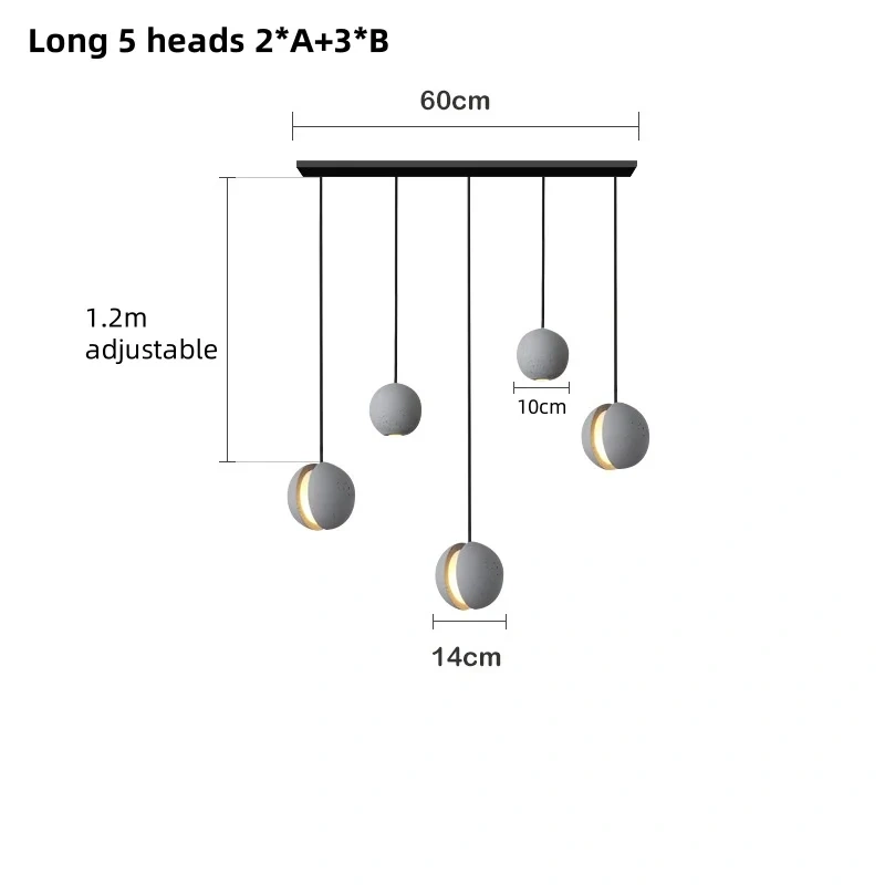 Minimalist cement chandelier modern planet moon pendant lights for bedroom bedside dining room bar counter coffee shop lighting