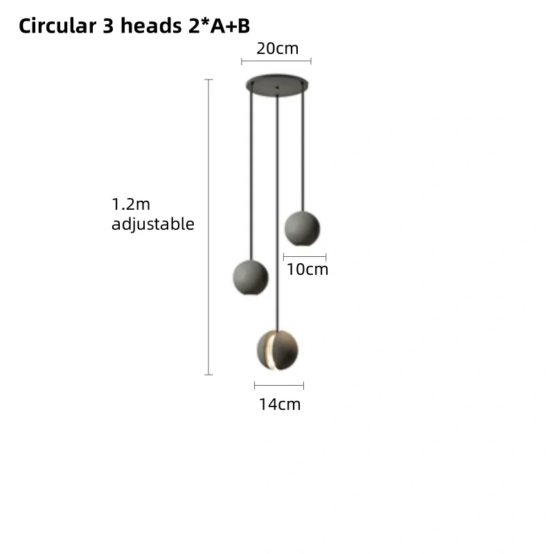 Minimalist cement chandelier modern planet moon pendant lights for bedroom bedside dining room bar counter coffee shop lighting