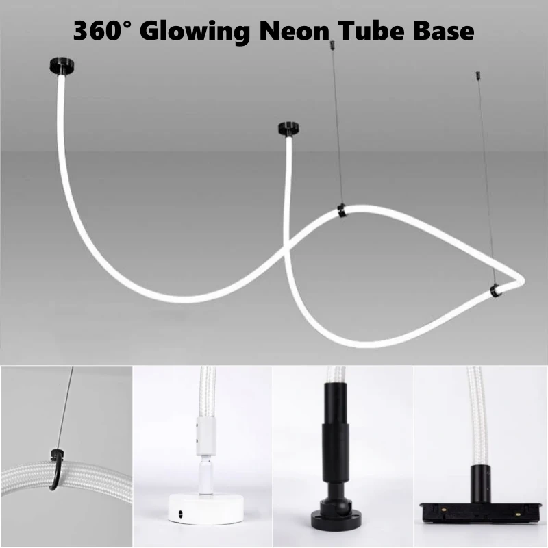 360 Degree Glowing LED Neon Tube Base Round Flexible Silicone Strip Light Accessories Chandelier DIY Soft Tape Ceiling Base