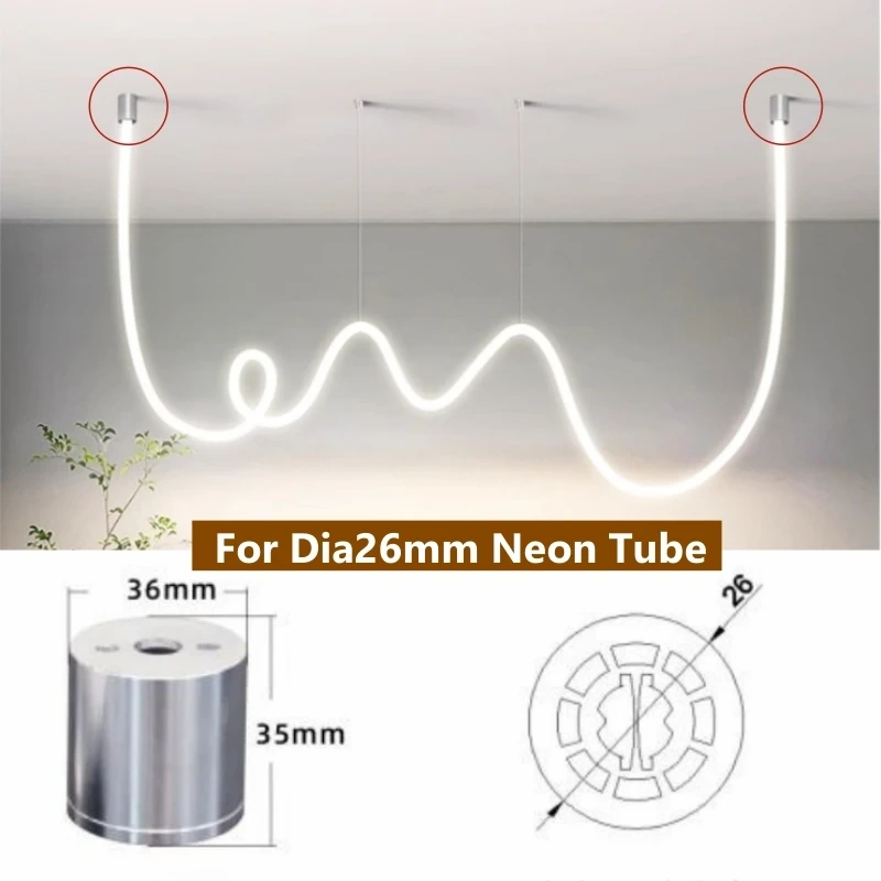 360 Degree Glowing LED Neon Tube Base Round Flexible Silicone Strip Light Accessories Chandelier DIY Soft Tape Ceiling Base