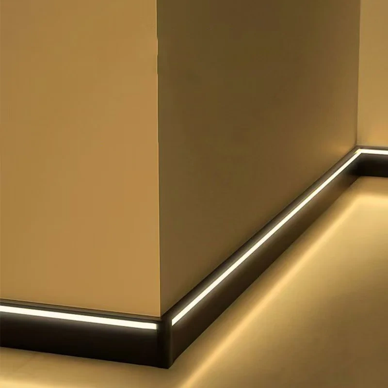 50mm 80mm LED Skirting Line Aluminium Profile Baseboard Hard Bar Light Suface Mounted Wall Skirting Channel Linear Lamp
