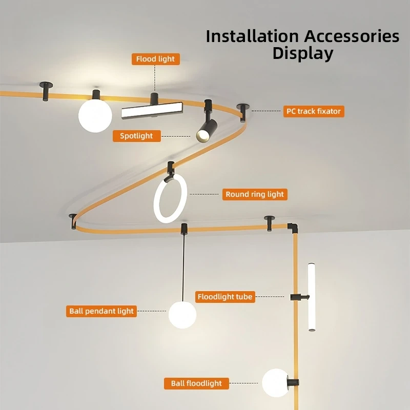 Semi-Flexible LED Track Light DC48V DIY Shaped Ceiling Lamp Ultra-Thin Bendable Aluminum Strip Clothing Store Rail Spotlight