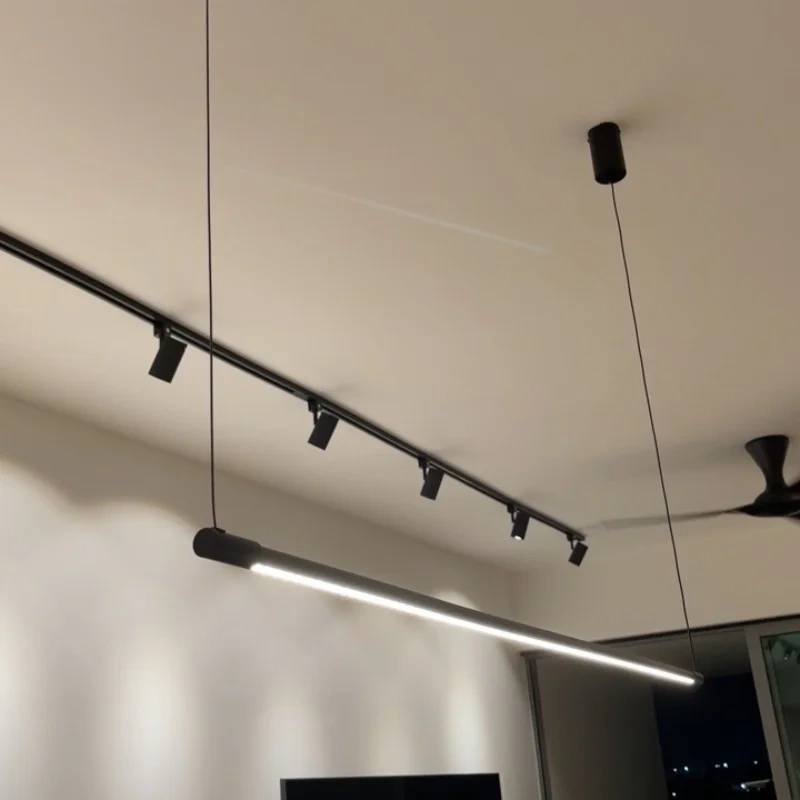 Modern minimalist long aluminum LED pendant light for dining table bar counter living room hanging lamp indoor lighting fixtures