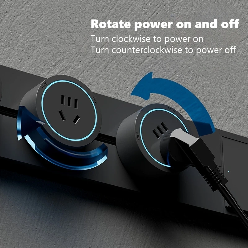 Wall Mounted Track Sockets UK US EU FR USB Type-C Romovable Adapter Plug Office Kitchen Headboard Rail Electrical Power Outlet