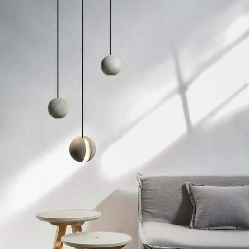 Minimalist cement chandelier modern planet moon pendant lights for bedroom bedside dining room bar counter coffee shop lighting