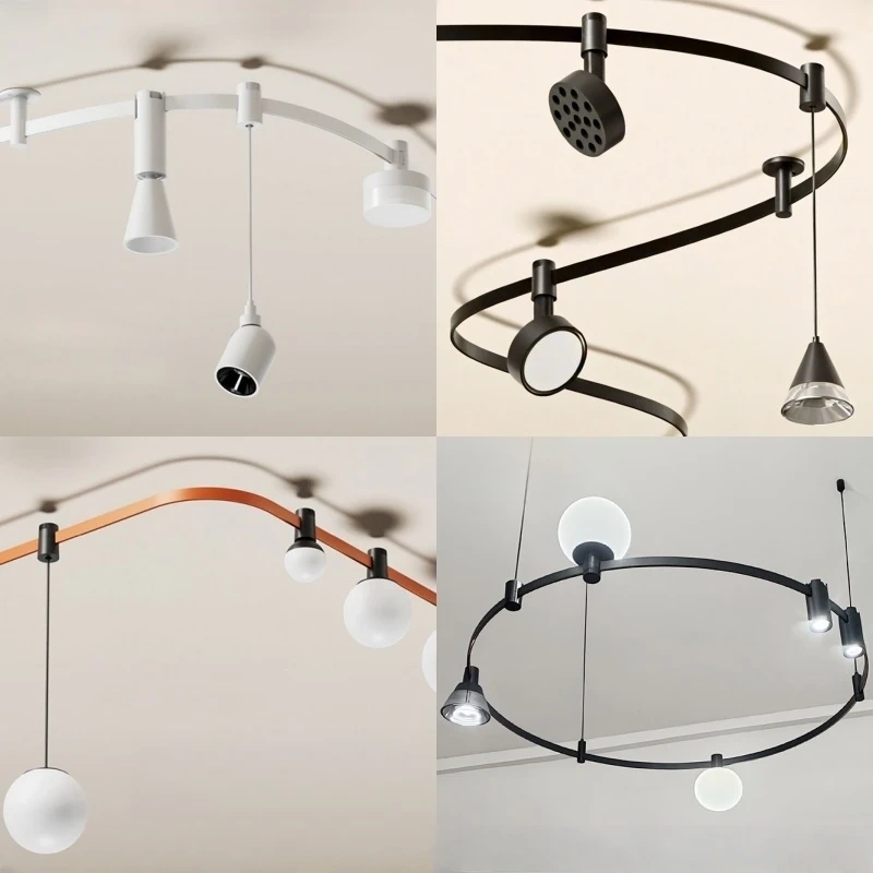 Semi-Flexible LED Track Light DC48V DIY Shaped Ceiling Lamp Ultra-Thin Bendable Aluminum Strip Clothing Store Rail Spotlight