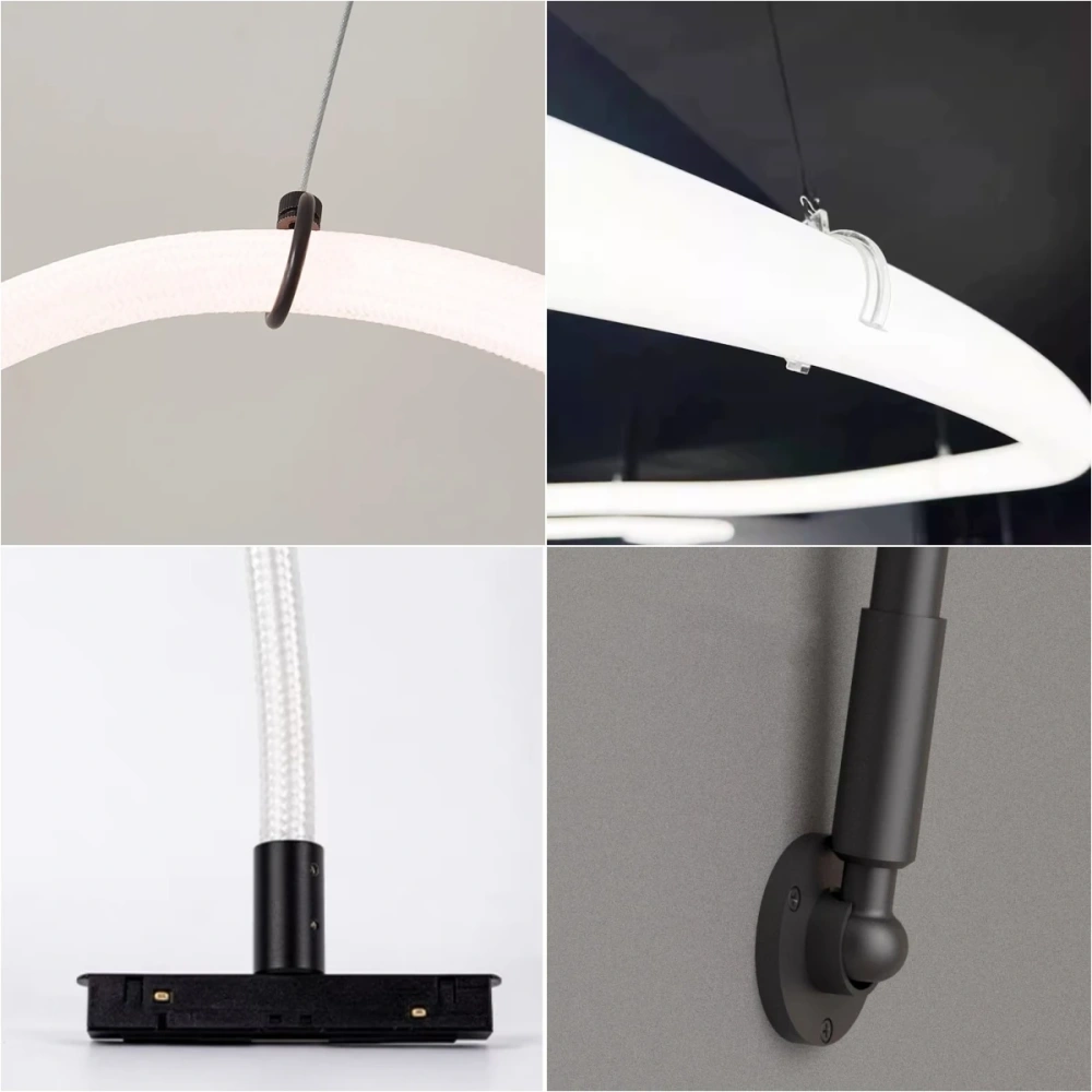 360 Degree Glowing LED Neon Tube Base Round Flexible Silicone Strip Light Accessories Chandelier DIY Soft Tape Ceiling Base
