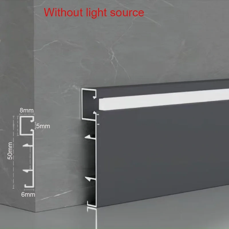 50mm 80mm LED Skirting Line Aluminium Profile Baseboard Hard Bar Light Suface Mounted Wall Skirting Channel Linear Lamp