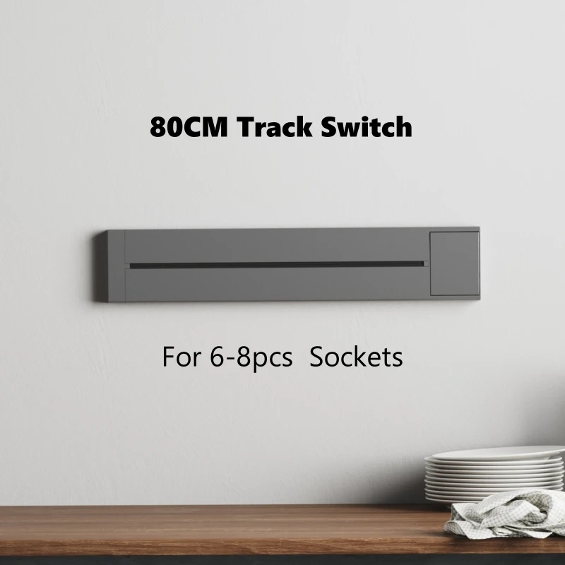Wall Mounted Track Sockets UK US EU FR USB Type-C Romovable Adapter Plug Office Kitchen Headboard Rail Electrical Power Outlet