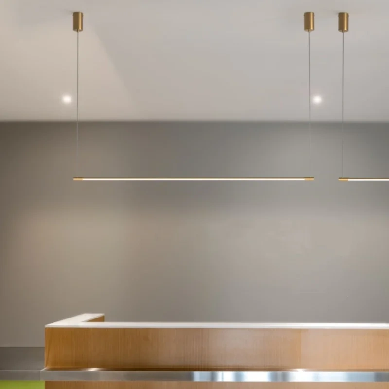 Modern minimalist long aluminum LED pendant light for dining table bar counter living room hanging lamp indoor lighting fixtures