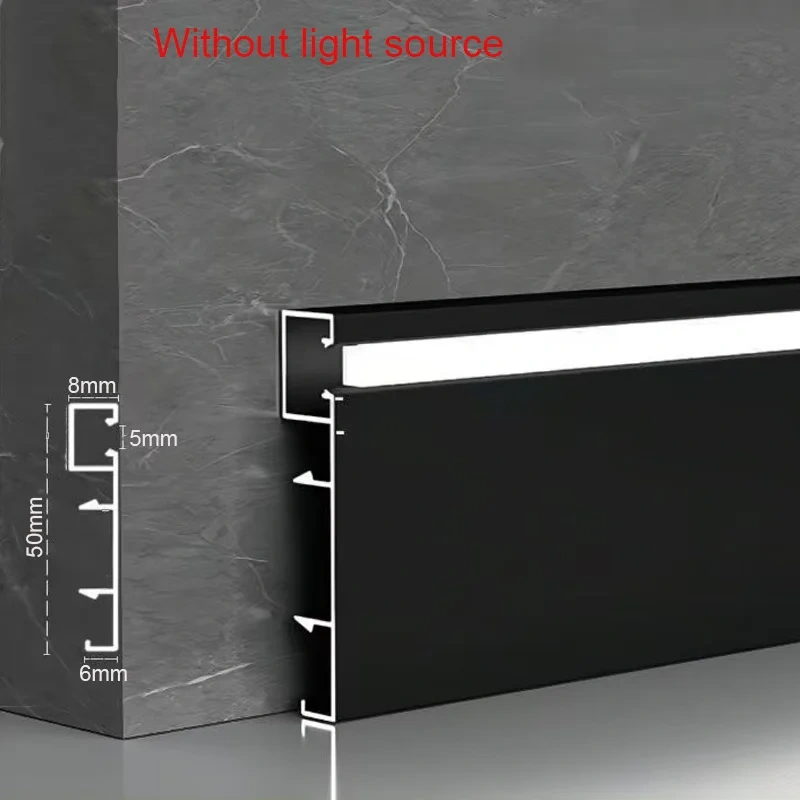 50mm 80mm LED Skirting Line Aluminium Profile Baseboard Hard Bar Light Suface Mounted Wall Skirting Channel Linear Lamp
