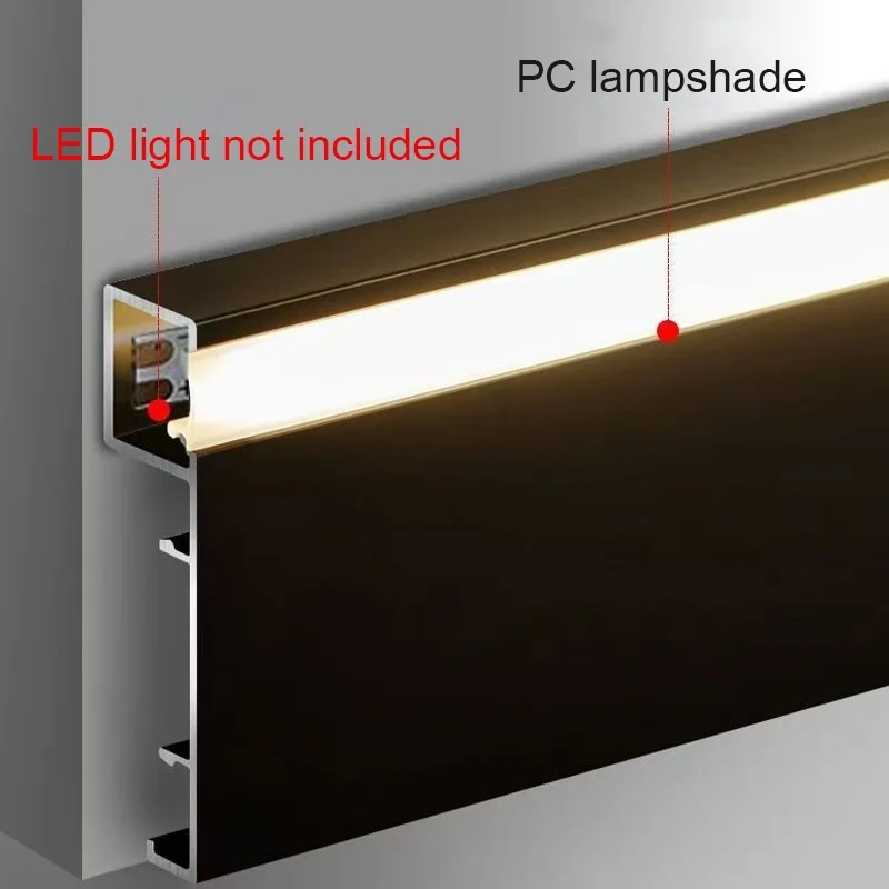 50mm 80mm LED Skirting Line Aluminium Profile Baseboard Hard Bar Light Suface Mounted Wall Skirting Channel Linear Lamp