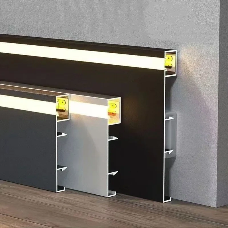50mm 80mm LED Skirting Line Aluminium Profile Baseboard Hard Bar Light Suface Mounted Wall Skirting Channel Linear Lamp
