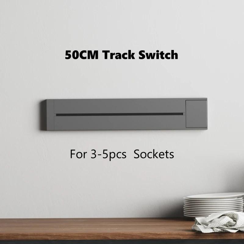 Wall Mounted Track Sockets UK US EU FR USB Type-C Romovable Adapter Plug Office Kitchen Headboard Rail Electrical Power Outlet