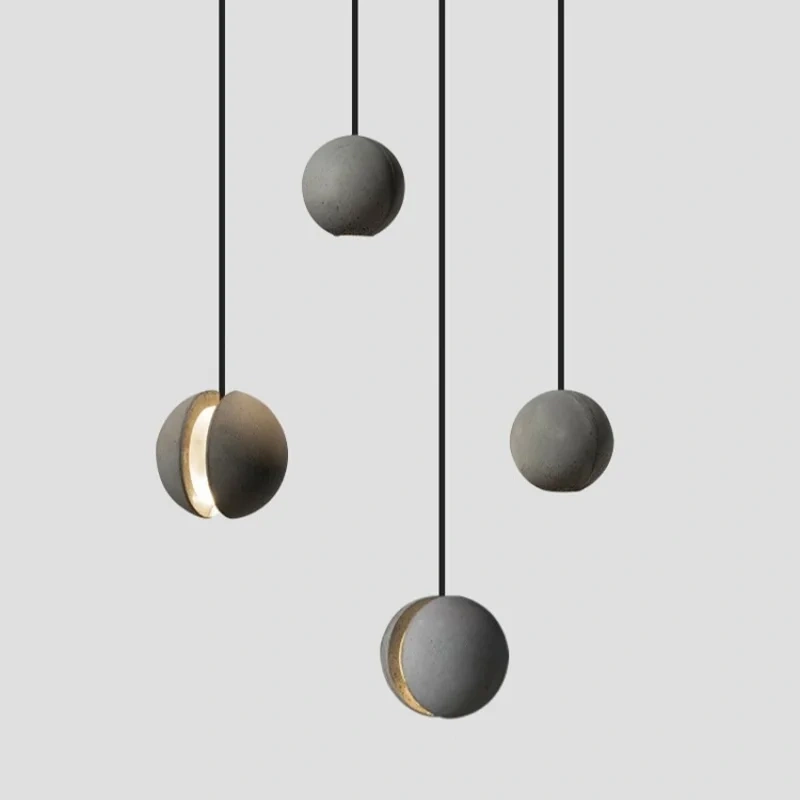 Minimalist cement chandelier modern planet moon pendant lights for bedroom bedside dining room bar counter coffee shop lighting