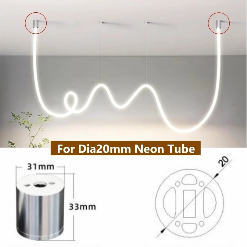 360 Degree Glowing LED Neon Tube Base Round Flexible Silicone Strip Light Accessories Chandelier DIY Soft Tape Ceiling Base