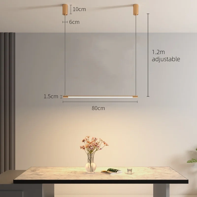 Modern minimalist long aluminum LED pendant light for dining table bar counter living room hanging lamp indoor lighting fixtures